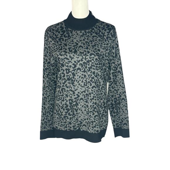 Calvin Klein Women's Sweater Black Gray Medium Mock Neck - Picture 1 of 5